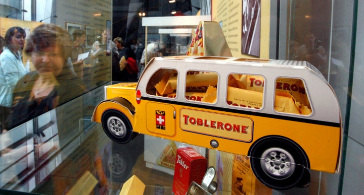 Toblerone chocolates are displayed at a Chocolate Museum in Cologne, Germany, on Thursday, Aug. 28, 2008.