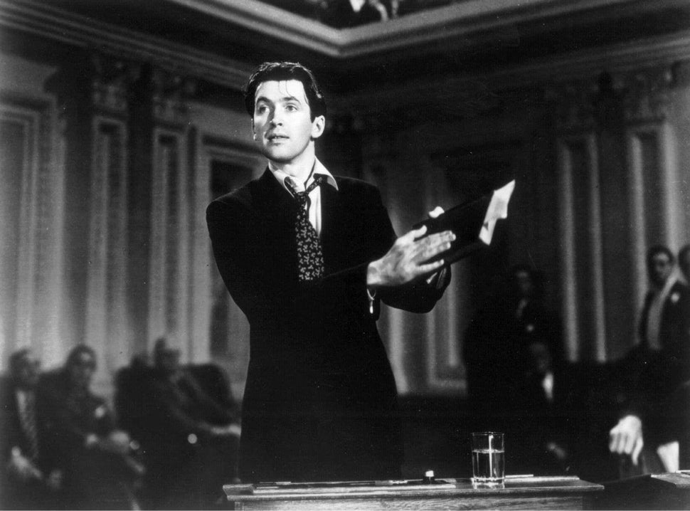 Actor James Stewart in a scene from the 1939 film "Mr. Smith Goes to Washington." 