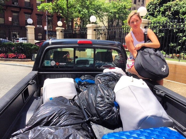 My final day living in an apartment of my own, packing my stuff up in garbage bags to be stored at my boyfriend's parents' house.