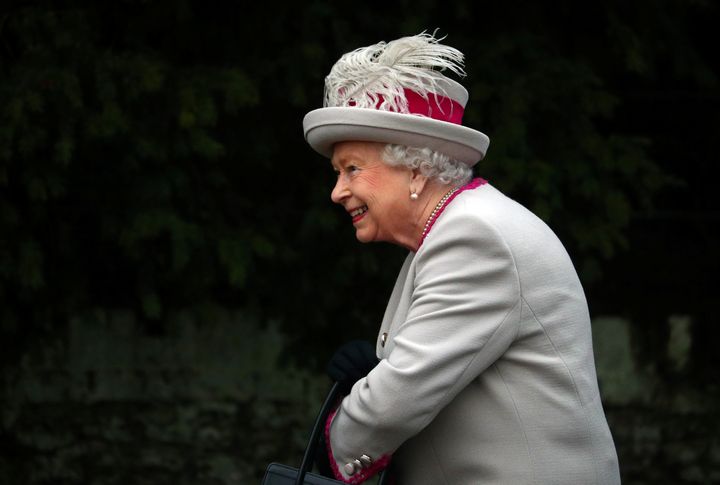 The Queen was all smiles as she arrived at the church 