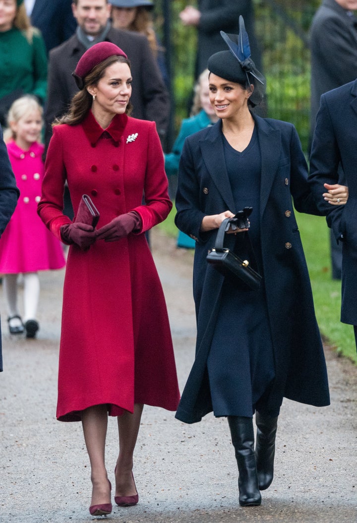 Kate Middleton and Meghan Markle wore strikingly different looks to the church service. 