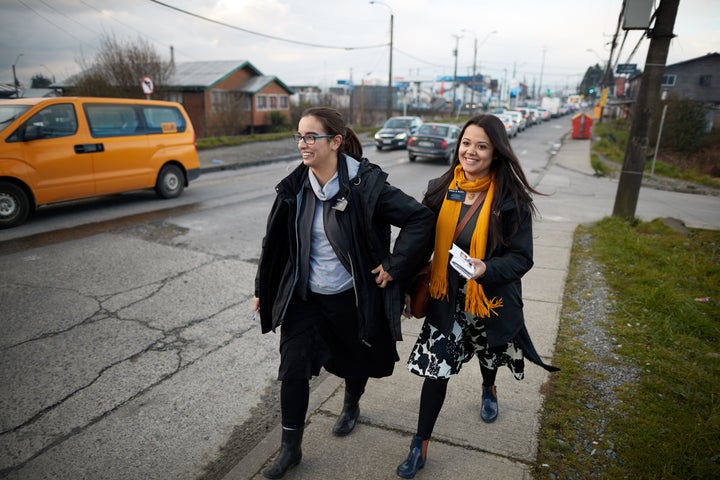 Female missionaries for The Church of Jesus Christ of Latter-day Saints are pictured here in a photo provided by the church.