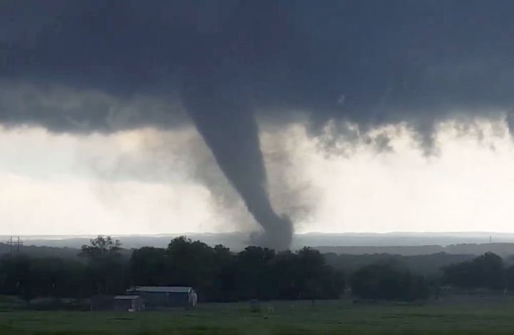 This image from a video taken through a car window shows a tornado near Wynnewood, Oklahoma, on May 9, 2016. This year could be the first in the modern record in which no EF4 or EF5 tornadoes touched down in the U.S.
