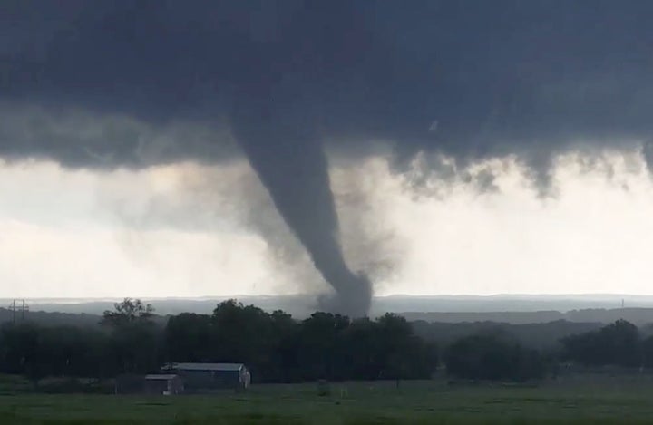 This image from a video taken through a car window shows a tornado near Wynnewood, Oklahoma, on May 9, 2016. This year c