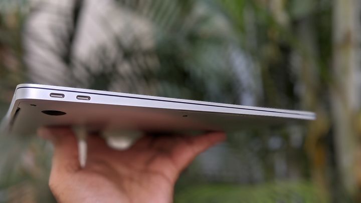 The MacBook Air (2018) has two USB-Type C ports. It maintains the familiar wedge shaped design.