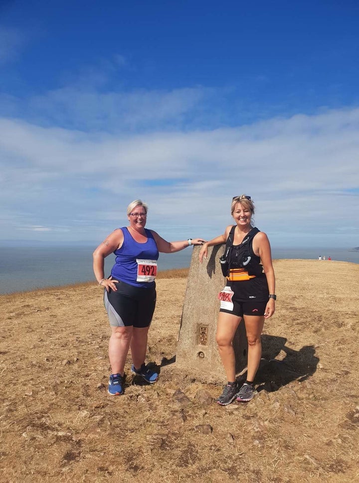 Linda Kibble and her friend Vicky Hale on Mount Snowdon.