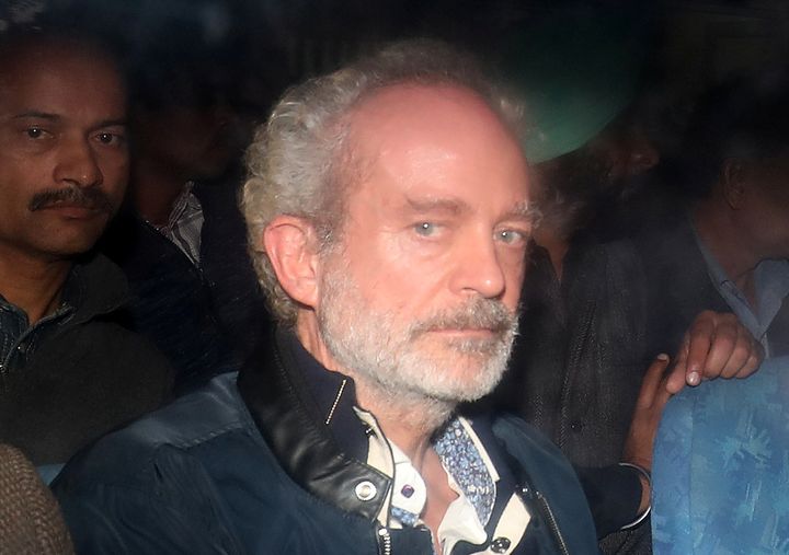 Christian Michel, a key accused and alleged middleman in the Agusta Westland case, is pictured inside a police vehicle outside a court in New Delhi, December 5, 2018. 