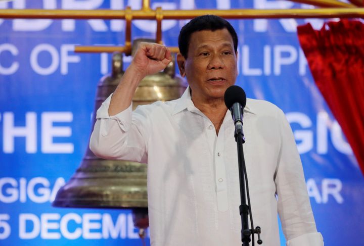 Philippine President Rodrigo Duterte said in a speech on Saturday that he