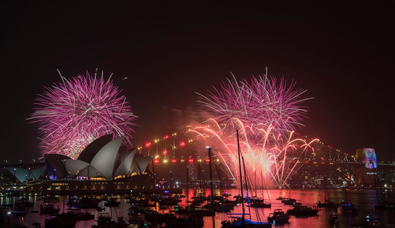 An hours-long fireworks show had preceded midnight in the city.