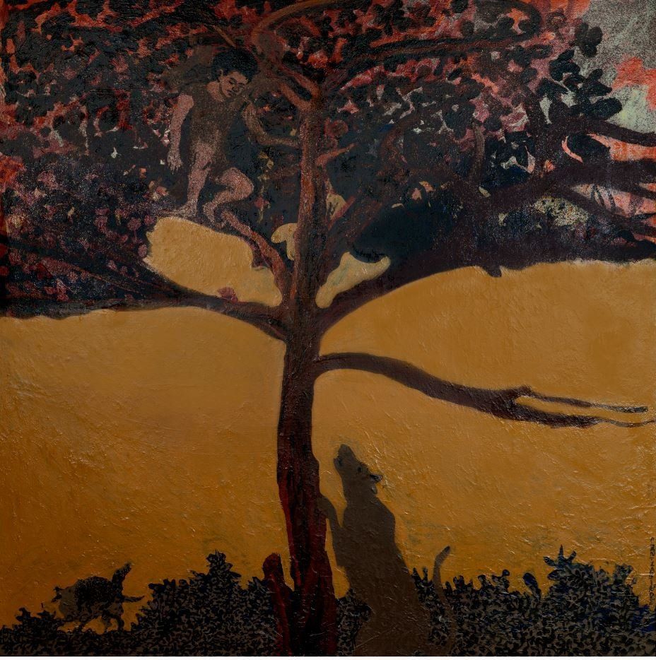 Τάσος Μαντζαβίνος (1958) Άγριος σκύλος, 199…, 160 x 160 εκ