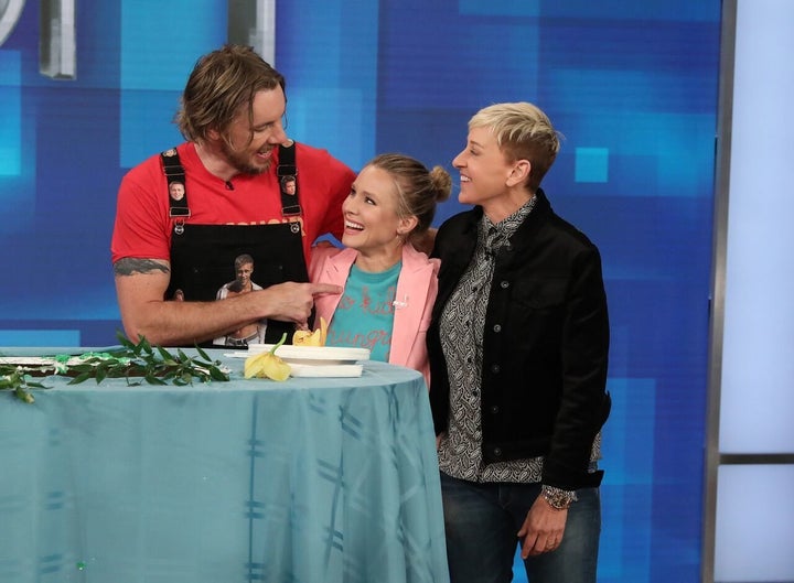 Dax Shepard, Kristen Bell and Ellen DeGeneres on Thursday's episode of "The Ellen DeGeneres Show." 