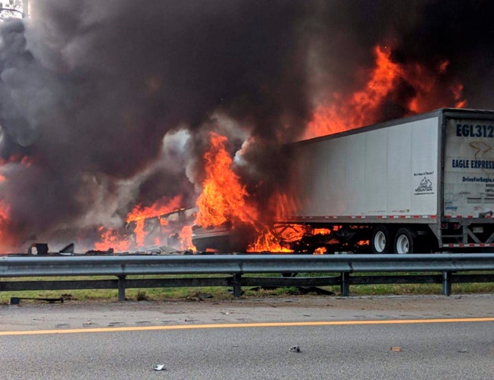 The aftermath closed part of the highway in both directions, causing massive delays. 