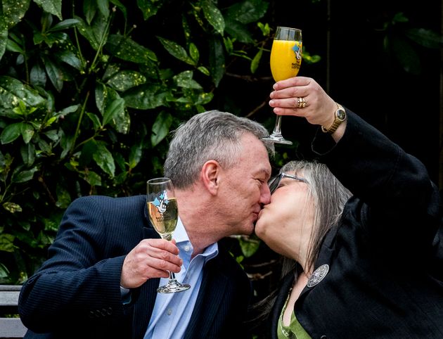 Frances and Patrick Connolly celebrate their win this morning.