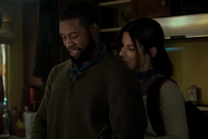 Trevante Rhodes and Sandra Bullock in