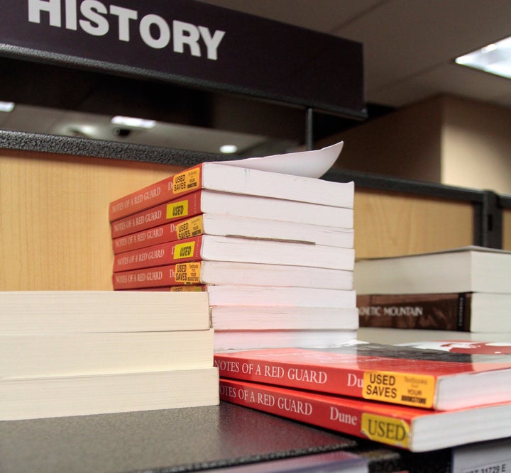 Student textbooks for rent sit on the shelves at the City College Bookstore in New York in 2010.