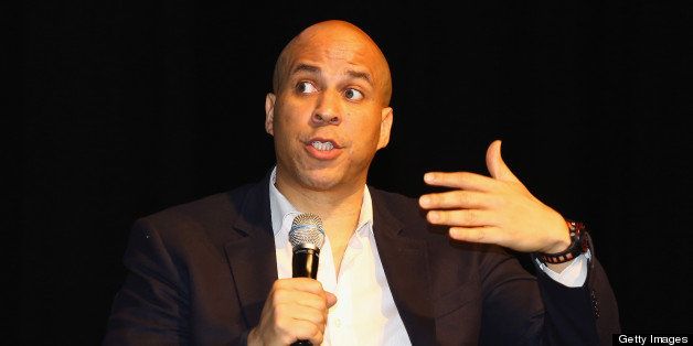 AUSTIN, TX - MARCH 10: Cory Booker, Mayor of Newark, NJ speaks onstage at Cory Booker: The New Media Politician during the 2013 SXSW Music, Film + Interactive Festival at Long Center on March 10, 2013 in Austin, Texas. (Photo by Waytao Shing/Getty Images for SXSW)