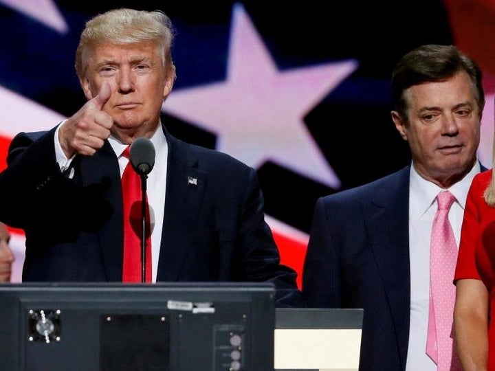 Donald Trump is seen with Paul Manafort during the Republican National Convention in July 2016.