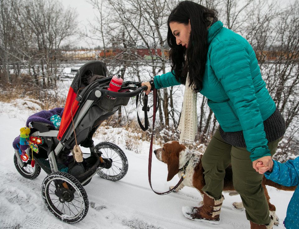 Nina Kouprianova walks with her children in Whitefish, Montana.