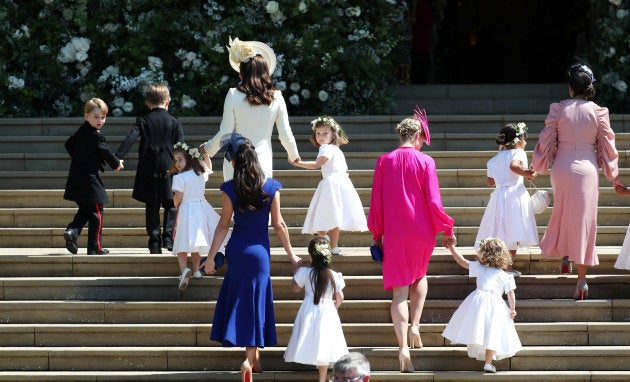 Príncipe George, princesa Charlotte com a duquesa de Cambridge, Kate Middleton