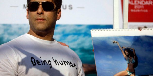 Bollywood actor Salman Khan looks on during Kingfisher swimsuit calendar launch in Mumbai, India, Saturday, Dec. 18, 2010. (AP Photo/Rajanish Kakade)