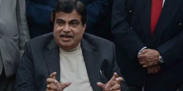 NEW DELHI, INDIA DECEMBER 30: Minister of Road Transport and Highways Nitin Gadkari during a Press Conference in New Delhi.(Photo by K.Asif/India Today Group/Getty Images)
