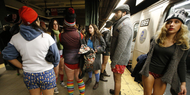 No Pants Subway Ride Women Dare To Bare, Men Hide in Boxers HuffPost News