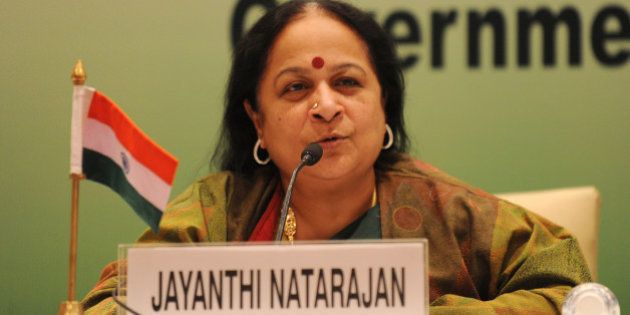 Indian Minister of Environment and Forests Jayanthi Natarajan addresses a press conference at the Tenth BASIC Ministerial Meeting in New Delhi on February 14 ,2011. Environment ministers of India, China and other emerging nations said they strongly opposed the EU's 'unilateral' decision to impose a carbon tax on air travel. The European Union (EU) imposed the tax with effect from January 1, but no airline will face a bill until next year after this year's carbon emissionsa have been tallied. AFP PHOTO/SAJJAD HUSSAIN (Photo credit should read SAJJAD HUSSAIN/AFP/Getty Images)