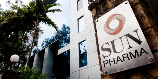 Sun Pharmaceutical Industries Ltd. signage is displayed outside the company's corporate office in the Andheri suburb of Mumbai, India, on Monday, April 7, 2014. Sun Pharmaceutical, India's largest drugmaker by market value, agreed to buy Ranbaxy Laboratories Ltd. for $3.2 billion in stock, the biggest purchase by an Indian company in two years. Photographer: Amit Madheshiya/Bloomberg via Getty Images