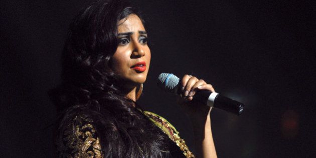 DETROIT, MI - OCTOBER 04: Shreya Ghoshal performs at Music Hall Center on October 4, 2013 in Detroit, Michigan. (Photo by Paul Warner/Getty Images)