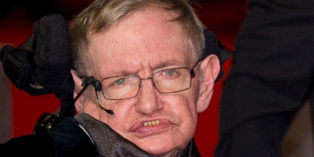 LONDON, ENGLAND - FEBRUARY 08: Stephen Hawking attends the EE British Academy Film Awards at The Royal Opera House on February 8, 2015 in London, England. (Photo by Mark Cuthbert/UK Press via Getty Images)