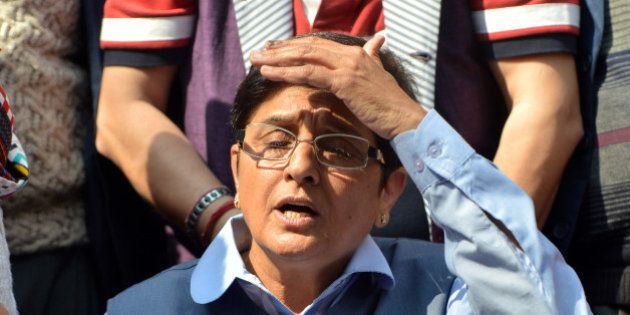 NEW DELHI,INDIA FEBRUARY 10: BJP chief ministerial candidate, Kiran Bedi after losing from her constituency in East Delhi.(Photo by K.Asif/India Today Group/Getty Images)