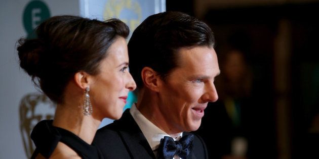LONDON, ENGLAND - FEBRUARY 08: Sophie Hunter and Benedict Cumberbatch attend the EE British Academy Film Awards at The Royal Opera House on February 8, 2015 in London, England. (Photo by Mike Marsland/WireImage)