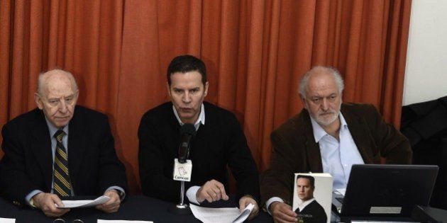Mexican victim of pedophilia Jose Barba (L), Chilean victim of the pedophilia Juan Carlos Cruz (C) and Mexican former priest Alberto Athie attend a press conference in Mexico City on February 16, 2015. Victims of sexual abuse from members of the church gathered Monday to demand Argentinian Pope Francis to take action. AFP PHOTO/ALFREDO ESTRELLA (Photo credit should read ALFREDO ESTRELLA/AFP/Getty Images)