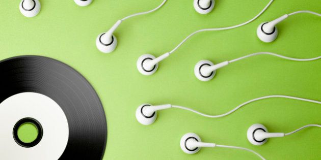 Music. Creativity Concepts Ideas Sex Headphones CD Sperm Record