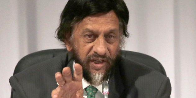 Chairman of the Intergovernmental Panel on Climate Change (IPCC) Rajendra K. Pachauri speaks during a press conference in Yokohama, near Tokyo, Monday, March 31, 2014. (AP Photo/Shizuo Kambayashi)