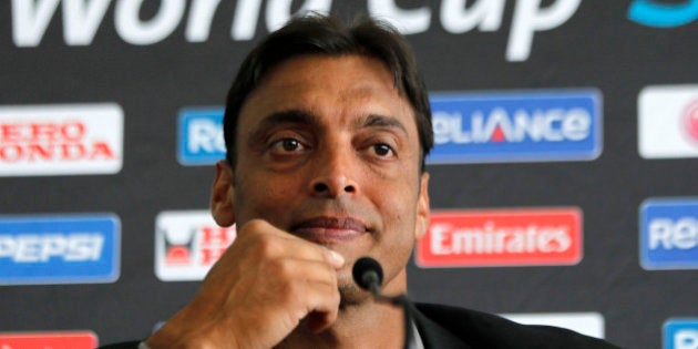 Pakistan's fast bowler Shoaib Akhtar attends a press conference as he announces his retirement from International cricket in Colombo, Sri Lanka, Thursday, March 17, 2011. Akhtar will retire from international cricket after the World Cup, bringing an end to one of the most colorful careers in the sport. (AP Photo/ Eranga Jayawardena)