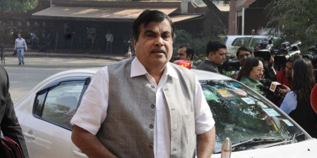 NEW DELHI, INDIA NOVEMBER 24: Minister for Road and Transport Nitin Gadkari arriving for the start of the winter session of Parliament in New Delhi.(Photo by Photo by Yasbant Negi/India Today Group/Getty Images)