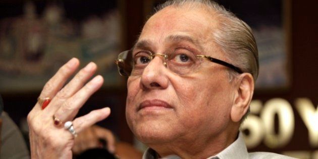 FILE - In this Monday, June 3, 2013 file photo, Jagmohan Dalmiya gestures during a press conference in Kolkata, India. Former International Cricket Council (ICC) chief Dalmiya has returned as president of the Board of Control for Cricket in India (BCCI). (AP Photo/Bikas Das, File)