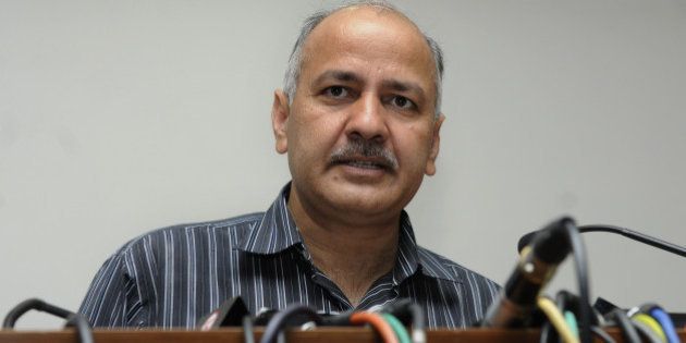 NEW DELHI, INDIA - FEBRUARY 25: Delhi Deputy Chief Minister Manish Sisodia addressing the press conference on February 25, 2015 in New Delhi, India. Keeping in line with its poll promises, newly formed AAP government has slashed power tariff by 50 percent for consumption up to 400 units per month and 20,000 litres of free water per household every month. (Photo by Mohd Zakir/Hindustan Times via Getty Images)
