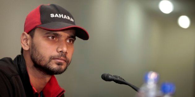 Bangladesh's captain Masrafe bin Mortaza addresses a press conference ahead of the ICC Cricket World Cup 2015 in Canberra, Australia, at the Sher-e-Bangla National Cricket Stadium in Dhaka, Bangladesh, Thursday, Jan. 22, 2015. The World Cup begins from Feb. 14 to March 28. (AP Photo/A.M. Ahad)