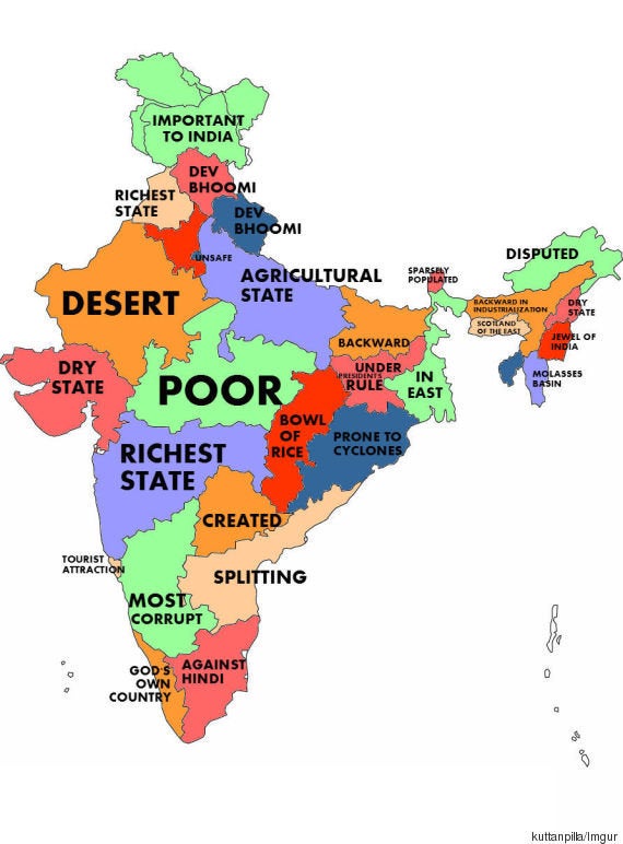 India Map According To Usa What The World Thinks Of Indian States, According To Google 