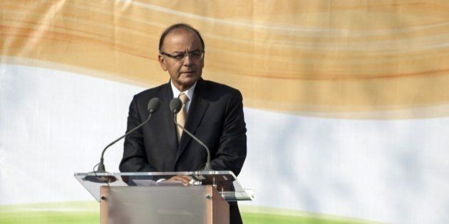 Indian finance minister Arun Jaitley delivers a speech during a ceremony unveiling a statue of Mahatma Gandhi in Parliament square in central London on March 14, 2015. Gandhi joins figures including Britain's World War II leader Winston Churchill, who described him as a half-naked 'fakir', in London's Parliament Square, opposite Big Ben and the House of Commons. AFP PHOTO / NIKLAS HALLE'N (Photo credit should read NIKLAS HALLE'N/AFP/Getty Images)