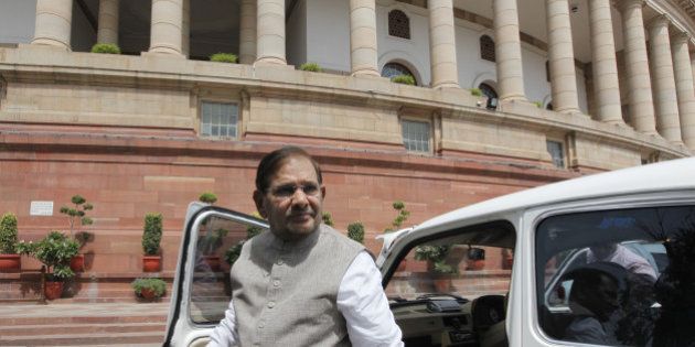 NEW DELHI, INDIA - AUGUST 13: JD(U ) Leader Sharad Yadav at Parliament house during budget session on August 13, 2014 in New Delhi, India. AIADMK leader M Thambidurai was unanimously elected deputy speaker of the 16th Lok Sabha. (Photo by Arvind Yadav/Hindustan Times via Getty Images)