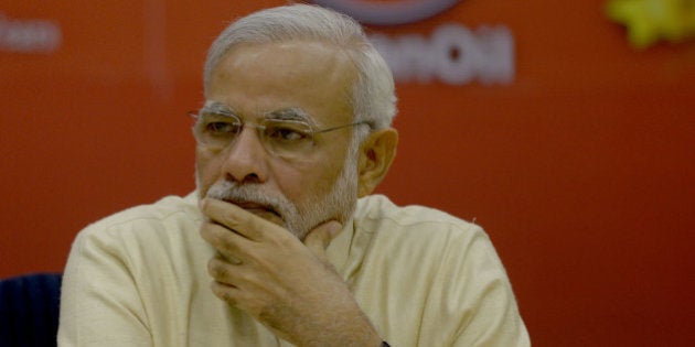 NEW DELHI,INDIA MARCH 27: The Prime Minister, Narendra Modi addressing at the inauguration of the 'Urja Sangam', a summit dedicated to energy, in New Delhi (Photo by Photo by Yasbant Negi/India Today Group/Getty Images)