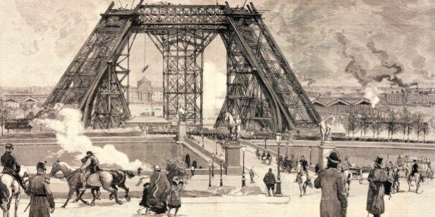 The Eiffel Tower under construction for the Paris World Fair, 1889, the progress of the work in February 1888. France, 19th century.