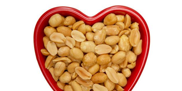 Heart Shaped Bowl with Peanuts