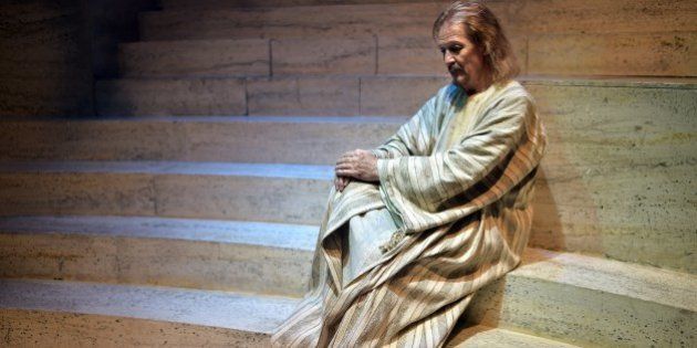 US actor and singer Ted Neeley takes part in a rehearsal of the show 'Jesus Christ Superstar' on April 11, 2014 in Rome. The musical will be shown from April 18, 2014 till June 1st, 2014 at the Sistina theatre in Rome. AFP PHOTO / GABRIEL BOUYS (Photo credit should read GABRIEL BOUYS/AFP/Getty Images)