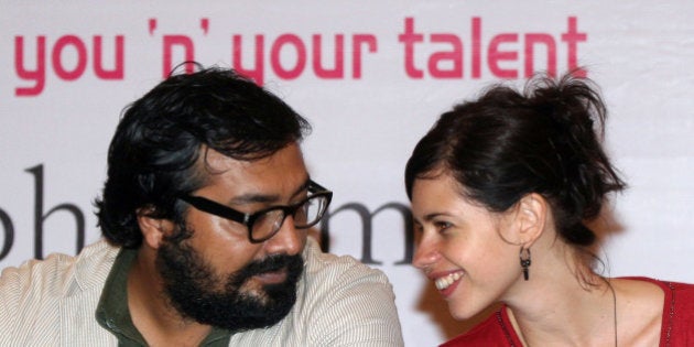 Indian Bollywood film actress Kalki Koechlin (R) and Indian film maker Anurag Kashyap attend a press conference on the production of six short films (Banaras-A Mystic Love story) and the promotion of portal ï¿½Tumbhiï¿½ in Mumbai on August 31, 2010. AFP PHOTO/STR (Photo credit should read STR/AFP/Getty Images)