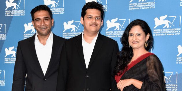 VENICE, ITALY - SEPTEMBER 04: (L-R) Actor Vivek Gomber, director Chaitanya Tamhane and actress Geetanjali Kulkarni attend the 'Court' photocall during the 71st Venice Film Festival on September 4, 2014 in Venice, Italy. (Photo by Pascal Le Segretain/Getty Images)