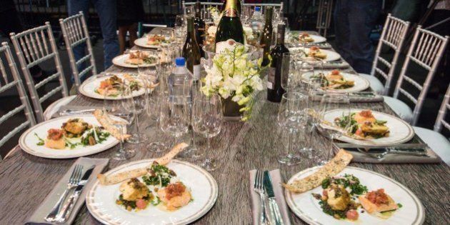 Prepared dishes appear at a table during the SAG Awards